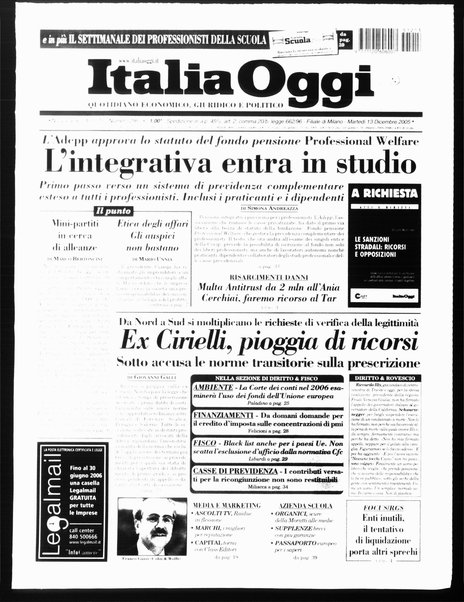 Italia oggi : quotidiano di economia finanza e politica